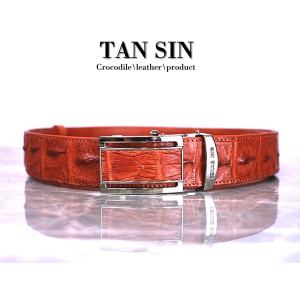 Crocodile leather female belt with bone red (TAN SIN) - 1.5-inch Crocodile leather female belt with bone red (TAN SIN) - 1.5-inch