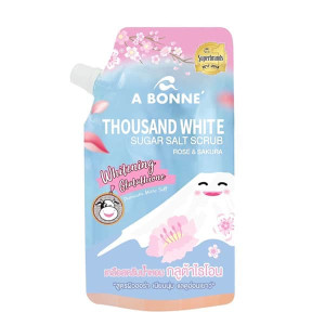 Thousand White Sugar Salt Scrub Rose & Sakura (A bonne) 350g. Thousand White Sugar Salt Scrub Rose & Sakura (A bonne) 350g.