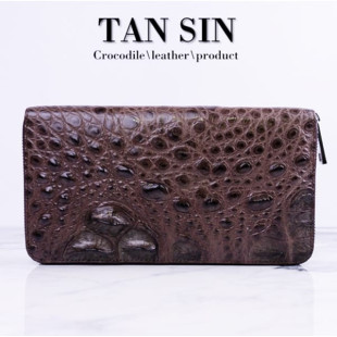 Wallet from 100% genuine crocodile leather long zipper business card holder (TAN SIN) - 1 pc.