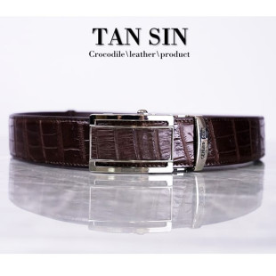 Men's Natural Crocodile Leather Brown Belt (TAN SIN) - 1.5-inch.